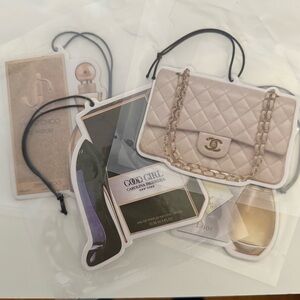 Set of 4 Designer Air Fresheners - Chanel, Dior, Jimmy Choo, Carolina Herrera